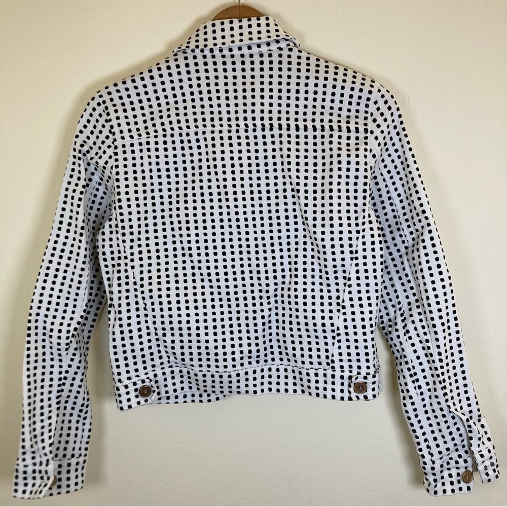 Saint + Sofia Cropped Polka Dot Jacket Tweed Black White Cotton Stretch Size 6 - Picture 7 of 12